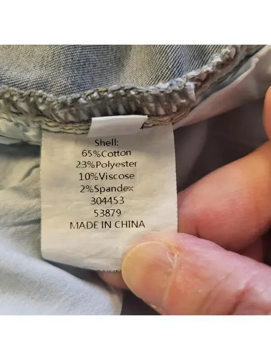 women's blue high-rise straight ankle jeans medium wash unique raw-edged hem XL - Picture 5 of 9